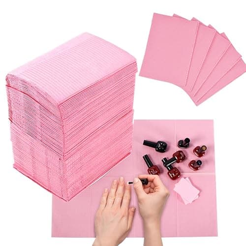 LXIANGN 125PCS Disposable Nail Art Table Towels Mat 13" X 17" Waterproof 3 Ply Nail Art Mat Paper Sheet Clean Pads Tattooing Table Mat Nail Table Cover Tattoo Supplies (Pink) - Pink - Image 1