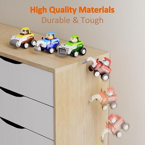 Eterfun Press to Go Car Toy for Toddlers 1-3, 4 in 1 Engineering Vehicle Racing Cars Infant Play Set, Push and Go Car Baby Toys for 6-9-12-18 Months, 1st Birthday Gifts for 1-2 Years Old Boys Girls thumbnail 8