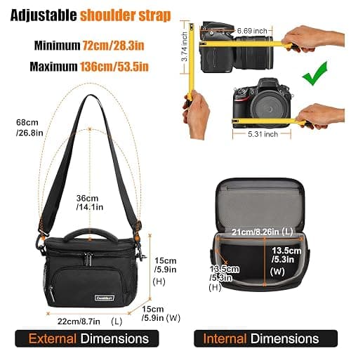 Cwatcun Small Camera Sling Bag Crossbody Camera Shoulder Case, Waterproof Travel Photography Camera Messenger Bag for Canon, Nikon, Sony, Fuji DSLR/SLR/Mirrorless Cameras, Lens and Accessories thumbnail 6