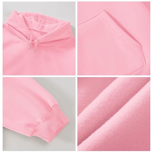 Lubpow Cute Pink Flower Hoodie for Woman Preppy Sweatshirts Trendy Puff Print Letter Graphic Hoodies Casual Pullover Tops thumbnail 6
