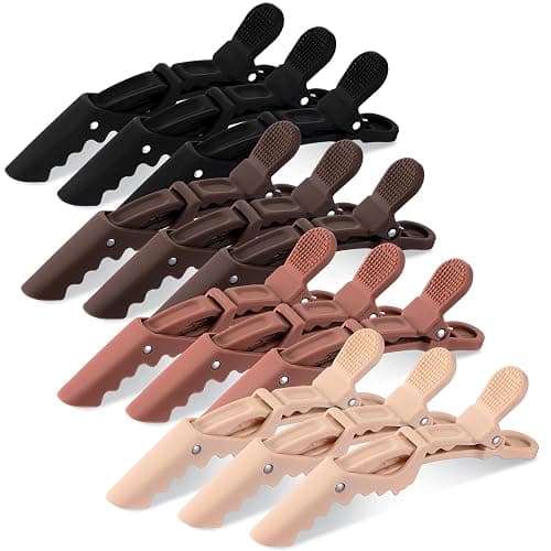 Havawish 12 Pcs Alligator Clips for Hair Styling Matte Alligator Crocodile Clips for Women Hair Sectioning(Brown) - Image 1