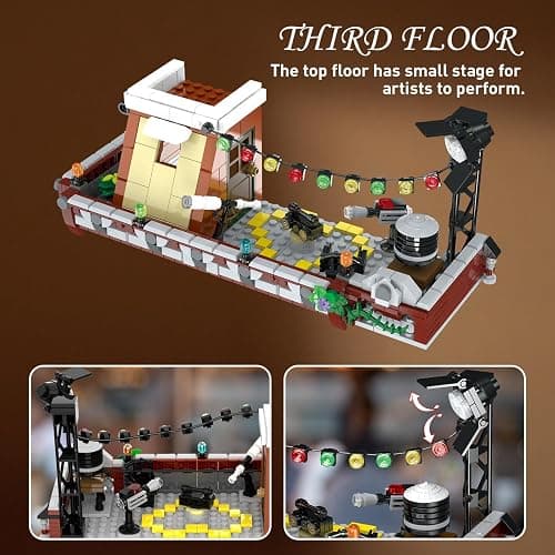 INSOON Coffee House Building Set with Light, 1589 PCS City Cafe Shop Building Block Toy with Stage Street Lights, Architecture Construction Model for Adults Teens Kids Ages 10 11 12+ Boys Girls thumbnail 5