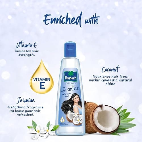 Parachute Advansed Jasmine Enriched Coconut Hair Oil with Vitamin-E | For Scalp Nourishment| Stronger, Softer, Silkier Hair | Indian Hair Oil | All Hair Types| 10.1 Fl.oz thumbnail 6