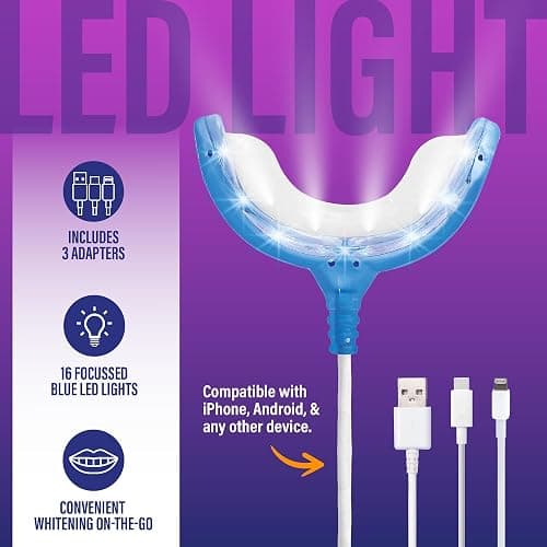 GuruNanda Premium Teeth Whitening Kit with Wired LED Light & Whitening Pen, Works with iPhone & Android, Helps Remove Surface Stains from Coffee, Food, Soda thumbnail 3