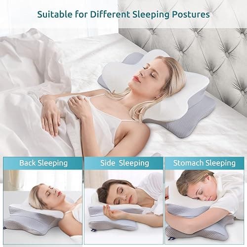 DONAMA Cervical Pillow for Neck and Shoulder,Contour Memory Foam Pillow,Ergonomic Neck Support Pillow for Side Back Stomach Sleepers with Pillowcase thumbnail 4