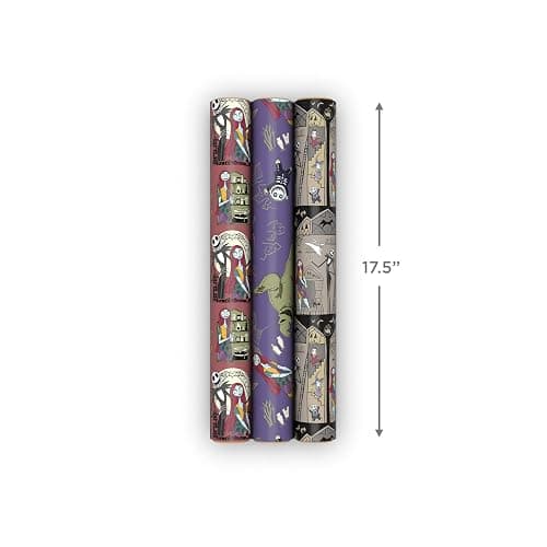 Hallmark Nightmare Before Christmas Wrapping Paper Mini Rolls, 3-Pack (Jack Skellington, Sally, Zero on Pink, Purple, Black) for Birthdays, Valentine's Day, Halloween, Any Occasion - 45 Sq. Ft. Total thumbnail 4