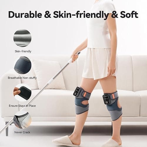 IKEEPFIT Cordless Knee Massager with Heat Vibration for Pain Relief, MAXwarm 4.0[2025 Upgraded] - Electric Heated Knee Brace with 5 Heat Levels and 3 Massage Mode, Gifts for Men Women (Grey, Single) thumbnail 8