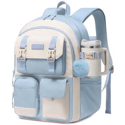 LOVEVOOK School Backpack for Teen Girls,Student Backpack Purse for 8-16 Teenage,Cute Kid Bookbag with Large Cup Holder - Image 1