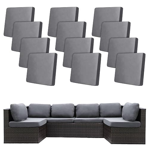 BIETYONE 12Pcs Stretch Patio Cushion Covers,Outdoor Couch Covers Replacement,Outdoor Couch & Sofa Slipcovers,for Patio Furniture Cushion Covers,Washable Reusable urniture Protector(Grey,Cover Only) - Image 1