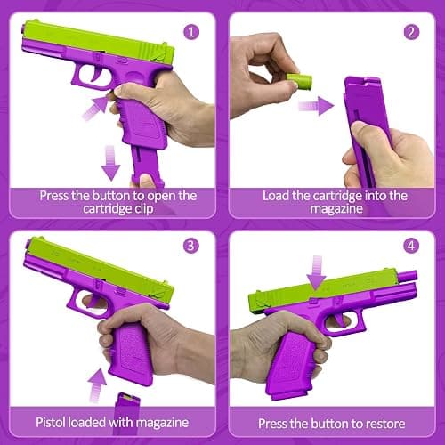 LLESSOO Shell Ejecting Toy, 2 Packs Fidget Toys, Toys with 10 Shells Can be Loaded but Can't be Fired, Great Birthday Gifts for Boys Kids Adults (Purple) thumbnail 5