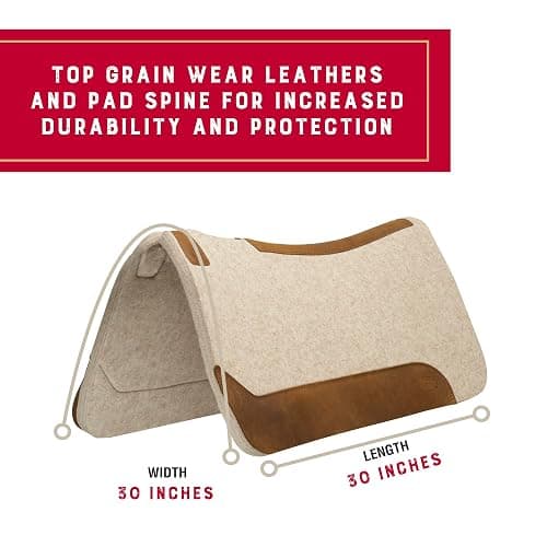 Weaver Equine 30" x 30" Contoured Wool Blend Felt Horse Saddle Pad, Shock Absorbing Western Saddle Pad for Protection, Durable Equine Supplies, Tan thumbnail 2
