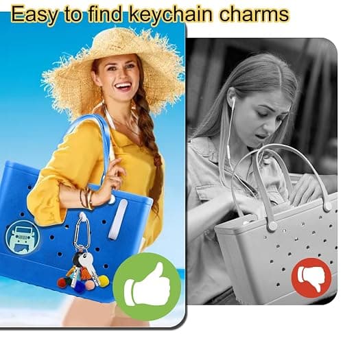 Mity rain Key Holder for Bogg Bag, Accessories for Bogg Bags Original X Large, Insert Charm Carabiner Keychain for Beach Bag thumbnail 2