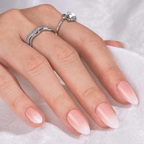 Almond Press On Nails Medium - BTArtbox Soft Gel Ombre Fake Nails with Nail Glue, Semi-Transparent Reusable Glue On Nails in 16 Sizes - 32PCS Stick On Nails Kit, Vanilla Cream Almond thumbnail 9