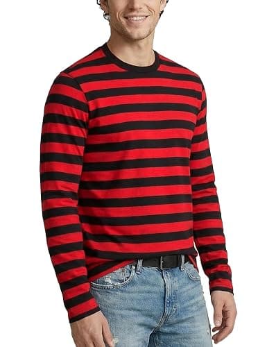 Zengjo Mens Striped Shirt Long Sleeve Cotton Stretch Crewneck T Shirt thumbnail 4