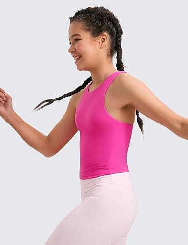 CRZ YOGA Girls Butterluxe Double Lined Tank Tops Waist Length High Neck Racerback Sleeveless Teen Kids Active Casual Dance thumbnail 5