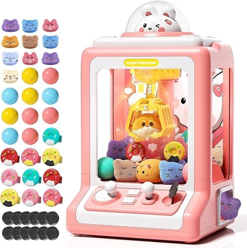 Rabbit Claw Machine for Kids, Mini Vending Machine with Game Coins & Music, Prize Dispenser Toys for Girls and Boys, Electronic Claw Game Machine for Party Birthdays, Includes 30 Mini Toys - Image 1