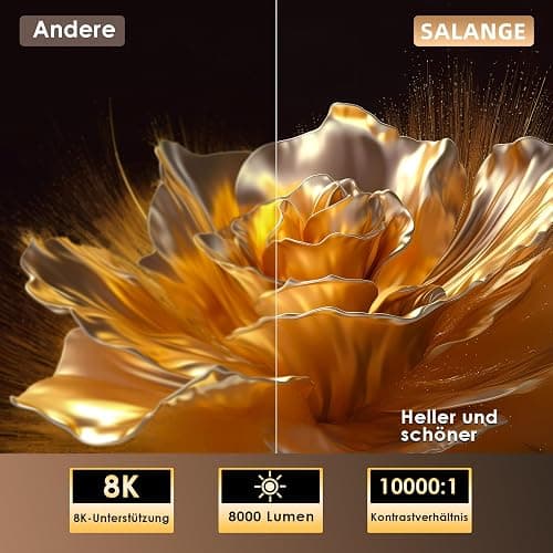 Salange Mini Beamer 2026,4K Unterstützt Smart Projektor Android 14, Tragbarer mit WiFi 6 und Bluetooth 5.4 Auto Keystone, Klein Handy Beamer Heimkino Outdoor,270°Dreh kompatibel,Weiß thumbnail 4