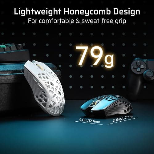 LTC GM023 Tri-Mode Wireless Gaming Mouse, Black | 79g Ultra-Light Honeycomb Design, 2.4Ghz/BT/Wired, 6-Level DPI 8000, 6 Programmable Buttons, Pro Software thumbnail 5