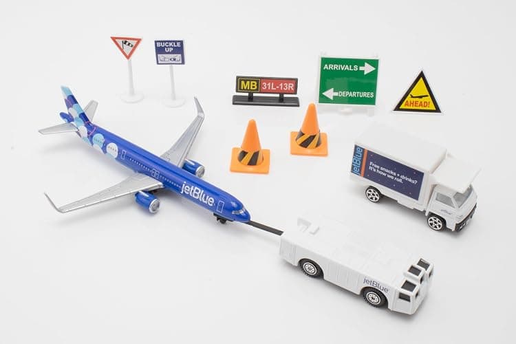 Daron 12-Piece jetBlue A321 Balloons Livery Airport Die-Cast Metal and Plastic Airplane, Vehicles, and Accessories Playset Toy and Collectible, for Age 3+ thumbnail 2