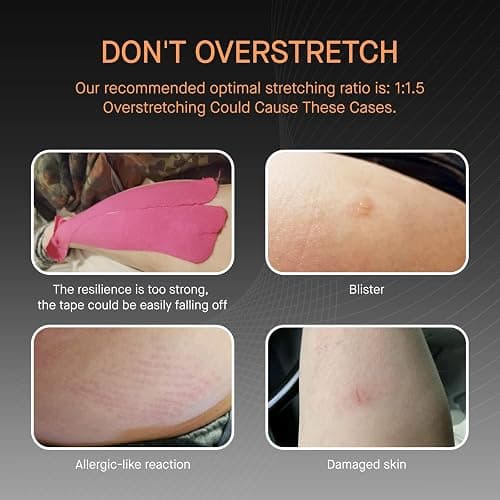 OK TAPE Regular Kinesiology Tape (4 Pack), Original Cotton Athletic Tape for Support Muscle Joint Knee, Sports Waterproof Tape Uncut Strips Latex Free, Hypoallergenic, 2in×16.4ft - 4 Colors thumbnail 7