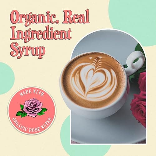 Wäbry Organic Rose Syrup – 16.4oz (468g), Natural Coffee Syrup, Perfect for Lattes, Tea, Shaved Ice and Soda, Vegan Friendly, Non-GMO, Dye-Free Snow Cone Syrup – BPA-Free Plastic Bottle thumbnail 3