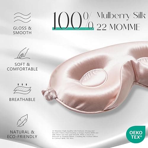 ZIMASILK Adjustable 22 Momme 100% Mulberry Silk Sleep Mask, Upgraded 3D Contoured Cup Eye Mask for Sleeping, Super Soft & Breathable Blindfold, Blackout for Deep Sleeping (Pink) thumbnail 2