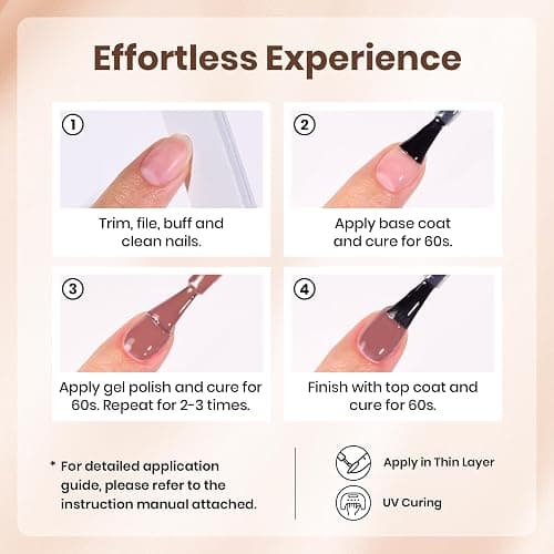 beetles Nude Gel Polish Set - Skin Tones Collection Nude Brown Neutral Polish 6 Colors Gel, Polka Dot Nails Design Soak off Uv Led Lamp Needed Manicure Diy Home thumbnail 7