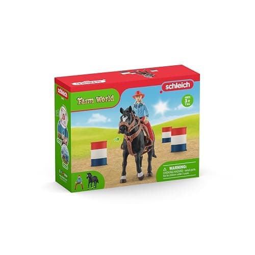 Schleich Farm World - 7PC Barrel Racing Set - Western Rodeo Toy Playset with Cowgirl Figurine, Horse Figure and Accessories - Realistic Farm Toys for Boys and Girls - Kids and Toddlers Ages 3+ thumbnail 9