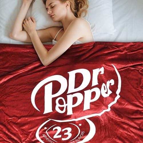 RMKA Dr Pepper Blanket 80x60 – Soft Thermal Flannel Fleece Throw, Soda Can Stuffed Plush Red Blanket for Couch, Bed, Car & Travel – Fun Home Decor Gift for Soda Fans. thumbnail 8