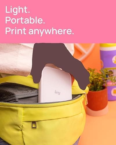 Canon Ivy 2 Mini Photo Printer (Pure White) - Bluetooth, Print from iOS & Android Devices, Bundle Incl. 110 Zink Sticky-Back Prints, LED Light Bar, Protective Case, and USB Cable thumbnail 3