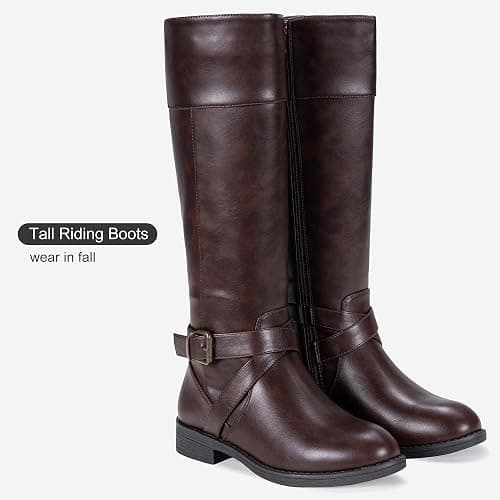 Vepose Women's 949 Knee High Boots,Tall Riding Boots Low Heel with Wide Calf and Wide Widths thumbnail 4