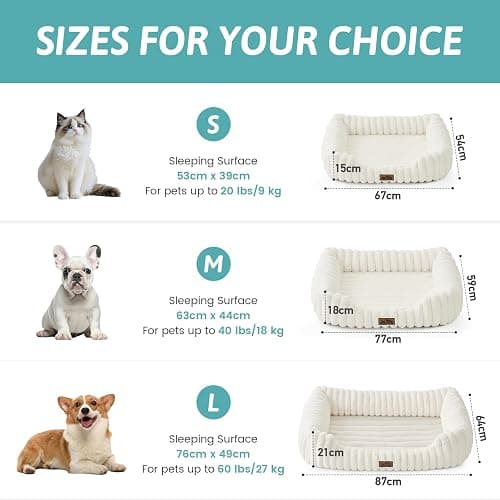 COZY KISS Orthopedic Dog Bed for Small Dogs & Medium Dogs - Washable Rectangle Pet Bed with Anti-Slip Bottom, Soft Calming Cat & Puppy Bed for Indoor Pets (30"x23"x7", Cream) thumbnail 2