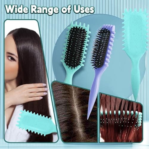 COLAYERIST 2PCS Curly Hair Brush for Women, Curl Defining Brush, Curl Brush for Curly Hair, Define Curly Styling Brushs for Women and Men to Reduce Pulling(Green+Purple) thumbnail 4