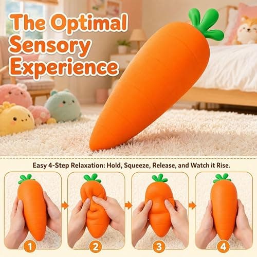 13 Inch Carrot Squishy, Jumbo Squishy Carrot | Moldable Sensory Squishy for Desk Decor, Party Favor and Gift for Adults thumbnail 3