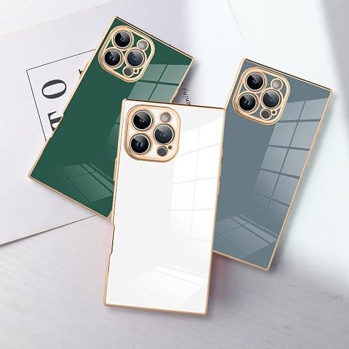 SAKUULO Case for iPhone 16 Pro Max Cute Plating Gold Case for Women Girls Soft TPU Shockproof Raised Full Camera Protection Electroplate Bumper Cover for iPhone 16 Pro Max 6.9"- White thumbnail 6