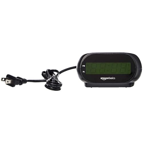 Amazon Basics Small Digital Oval Alarm Clock With LED Display, Nightlight & Battery Backup, Black, 4.5 x 3.5 x 2.4 Inches thumbnail 5
