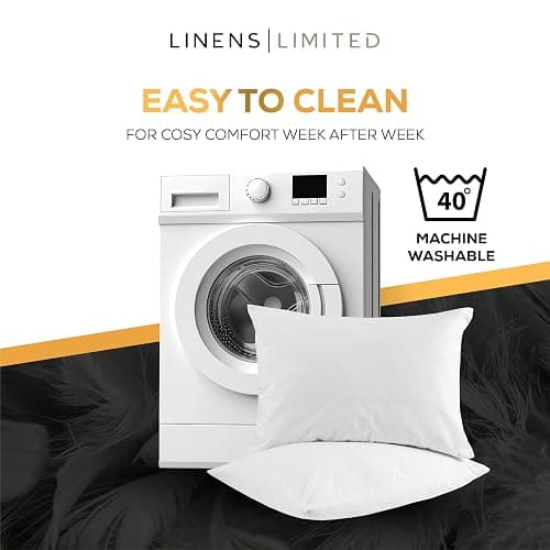 Linens Limited - Soft Pillows 4 Pack, Made in the UK, Hotel Quality, Luxurious Bounce Back Pillows, Feels Like Down, Medium and Orthopedic Support, Non-Allergenic Microfibre, Machine Washable (White) thumbnail 8