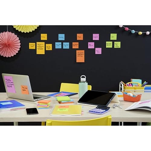 Post-it Super Sticky Notes, 3x3 in, 6 Pads, 2X The Sticking Power, Energy Boost Collection, Bright Colors (Orange, Pink, Blue, Green),Recyclable (654-6SSAU) thumbnail 2