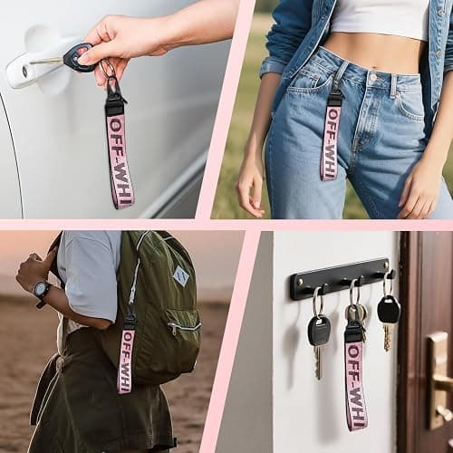 Car Key Chain, Webbing Keychain Wrist Strap, Car Key Accessories, Wallets, Jeans Trendy Letter Pendants thumbnail 6