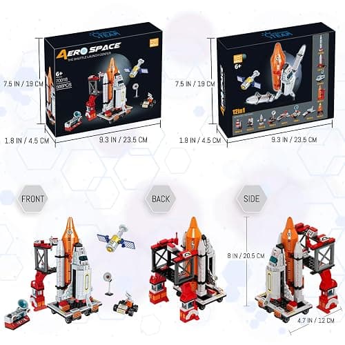 Space Exploration Shuttle Toys for 6 7 8 9 10 11 12 Year Old Boys 12-in-1 STEM Aerospace Building Kit Toy with Heavy Transport Rocket and Launcher Best Gifts for 6-12 Year Old Boys (566 PCS) thumbnail 4
