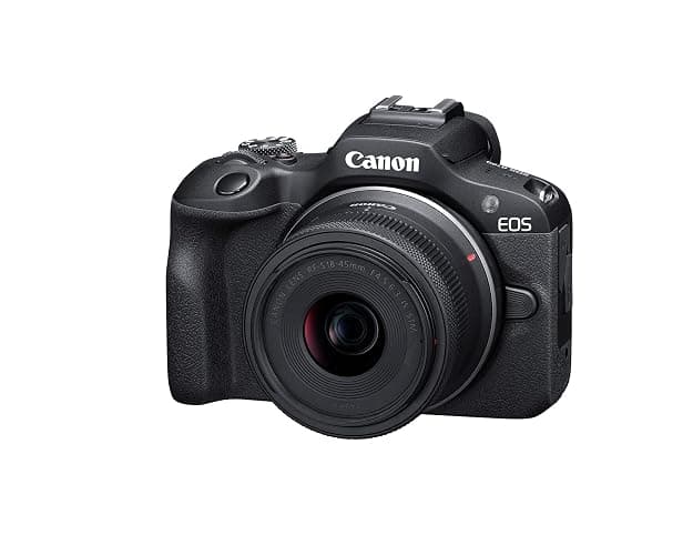 Canon EOS R100 Mirrorless Camera RF-S18-45mm F4.5-6.3 is STM Lens Kit, 24.1 Megapixel CMOS (APS-C) Sensor, 4K Video, RF Mount, Black thumbnail 2