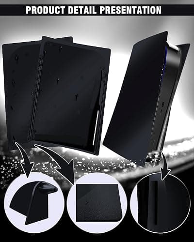 Joso Faceplate for PS5 Disc Edition, Anti-Scratch Dustproof Case Replacement, Cover Skin Compatible with PS5 Console with a Disc Drive, Plates for PS5 Accessories, Easy Installation - Black thumbnail 4