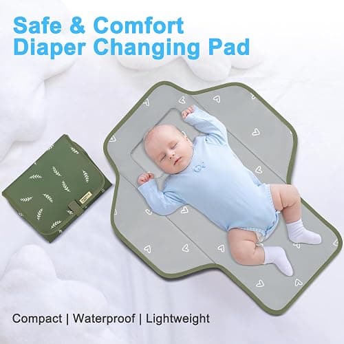 Baby Portable Changing Pad Travel - Waterproof Compact Diaper Changing Mat with Built-in Pillow - Lightweight & Foldable Changing Station, Newborn Shower Gifts thumbnail 7