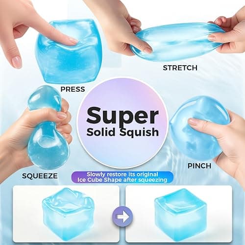 Cube-Shaped Squishy Fidget Toy-Slow Rising Stress Sensory Ball for Teens | Squeeze Toy for Anxiety Relief, Focus & Relax, Washable Soft Fidget for Students, Classroom & Office - Purple Glitter thumbnail 3