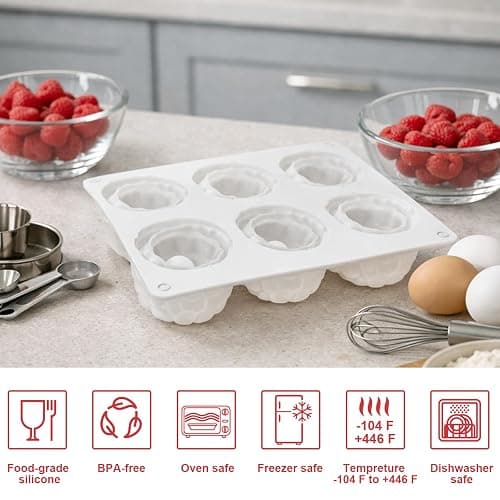 Juome 3D Raspberry Silicone Molds for Mousse Cake - 6 Cavity Fruit Pudding Raspberry Mold for Baking Pastry, Ice Cream, Cake Decoration Mould Supplies thumbnail 7