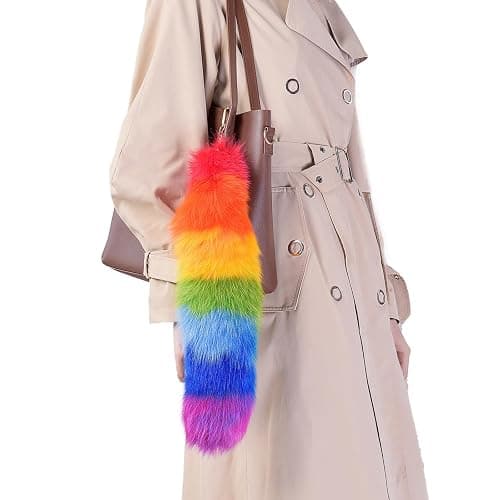 COSEARTUME Big Therian Fox Tail Cosplay Fur Wolf Tails Keychain Halloween Fox Costume Accessories for Kids Adult thumbnail 6