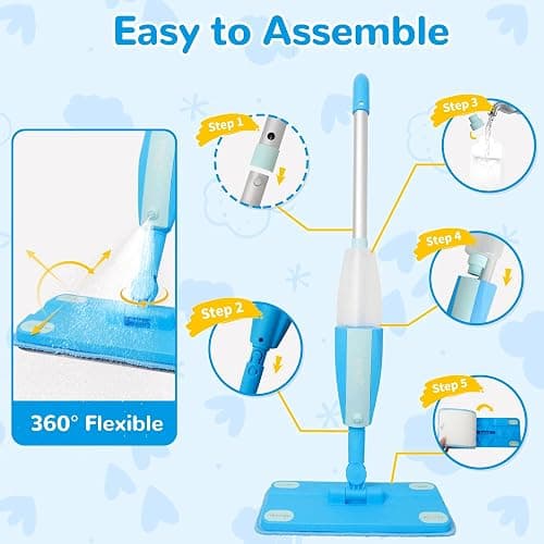 HWZ Kids Cleaning Set, Make Chores Fun! Real Working Toddler Cleaning Toy with Mini Spray Mop & Broom Dustpan Set, Pretend Play Montessori Housekeeping Toys, Ideal Gift for Girls Boys Age 3+ thumbnail 6