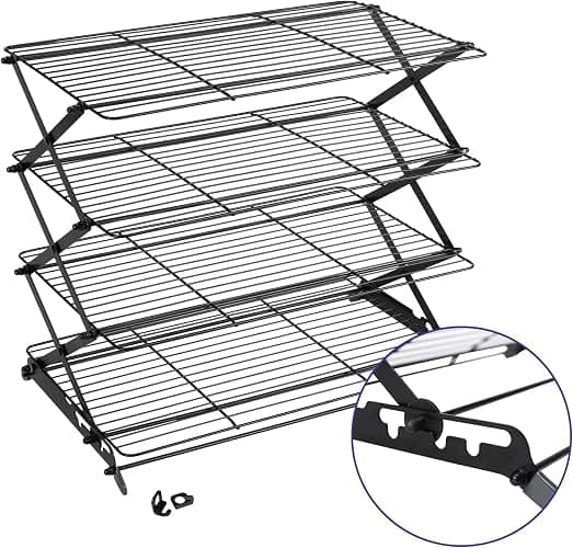 Geesta 2/3/4-Tier Upgraded Collapsible Cooling Rack with Adjustable 3 Setting Design Stackable Roasting Cooking Drying Wire Cooling Rack for Cookies Baking Gifts for Women thumbnail 8