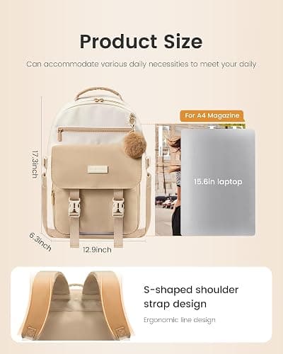 LOVEVOOK School Backpack for Teen Girls, 14-18 Casual Large Capacity Student Laptop Backpack with Pencil Case, 15.6 Inch Bookbag for College, Middle & High School, Gift for Girls thumbnail 5