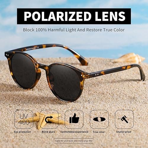 NCLLCE Small Round Polarized Sunglasses for Women Classic Vintage Style UV400 Protection(3 Pack) thumbnail 4
